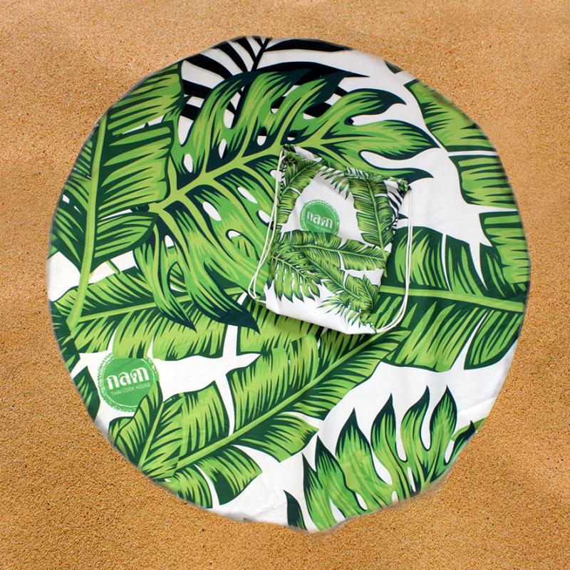 מגבת עגולה עם תיק שרוכים תואם בהדפסה ALL OVER