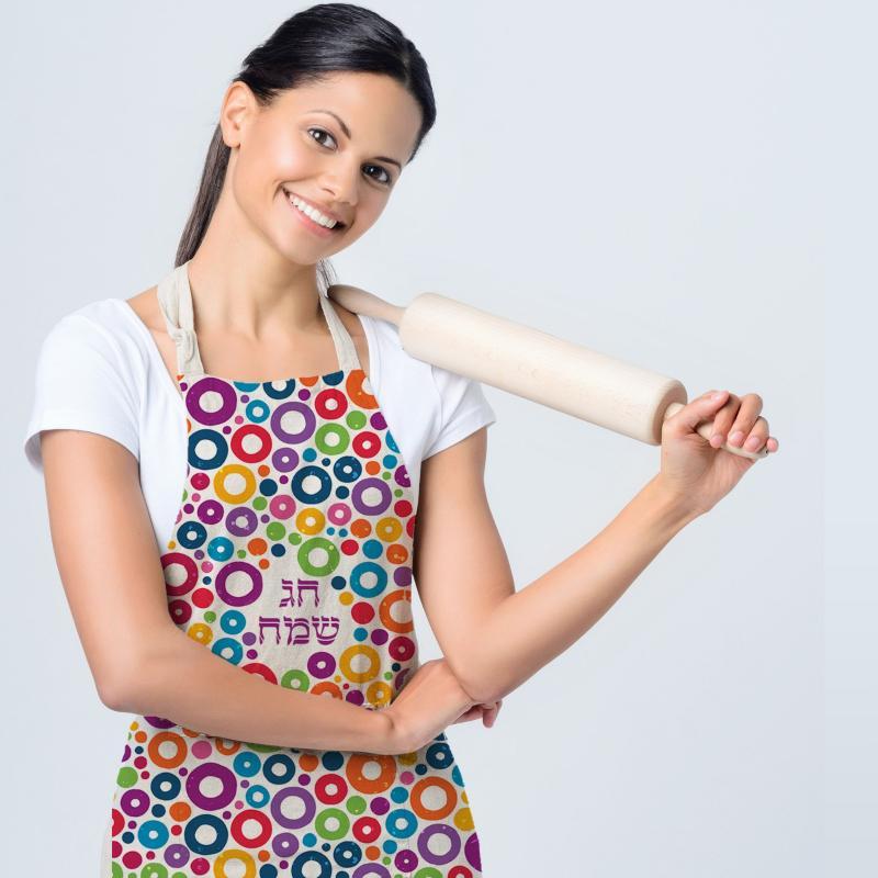 סינר מטבח צבעוני שלם מבד כפול כולל הדפסה צבעונית מלאה