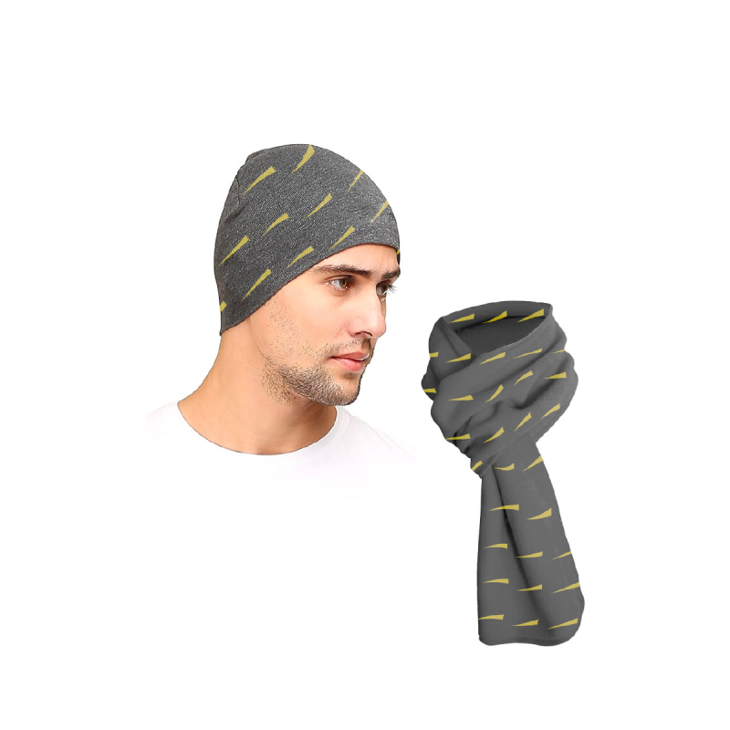 מארז בחוץ עם סטייל - מארז בייצור כחול לבן הכולל כובע וצעיף בעיצוב אישי