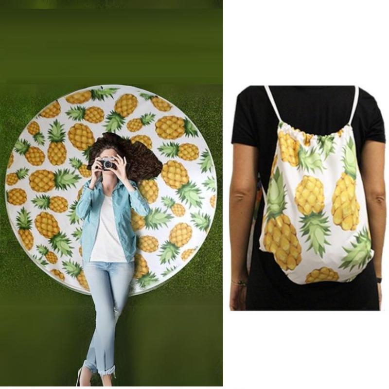 סט מגבת חוף עגולה גדולה ותיק שרוכים